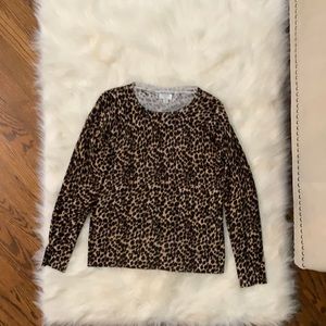 J Crew xs Leopard Print Teddy Sweater EUC